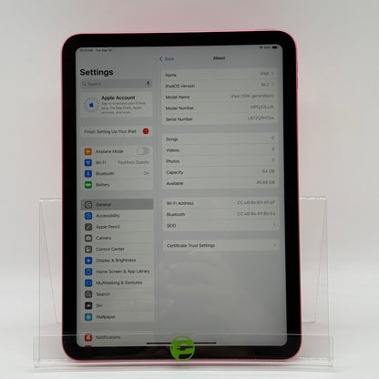 WiFi Only Apple iPad 10th Gen 64GB Pink MPQ33LL/A