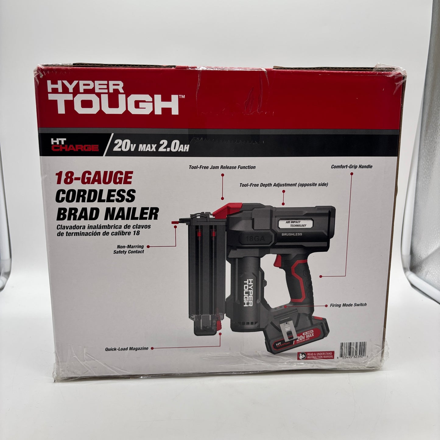 New HyperTough CCT18BWT 20V MAX DC 18-Gauge Cordless Brad Nailer