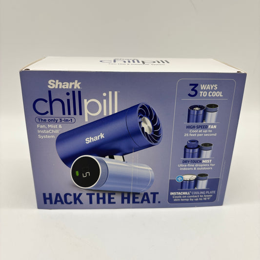 New Shark Chill Pill Blue 3-in-1 Personal Cooling System w/Fan, InstaChill, Mist