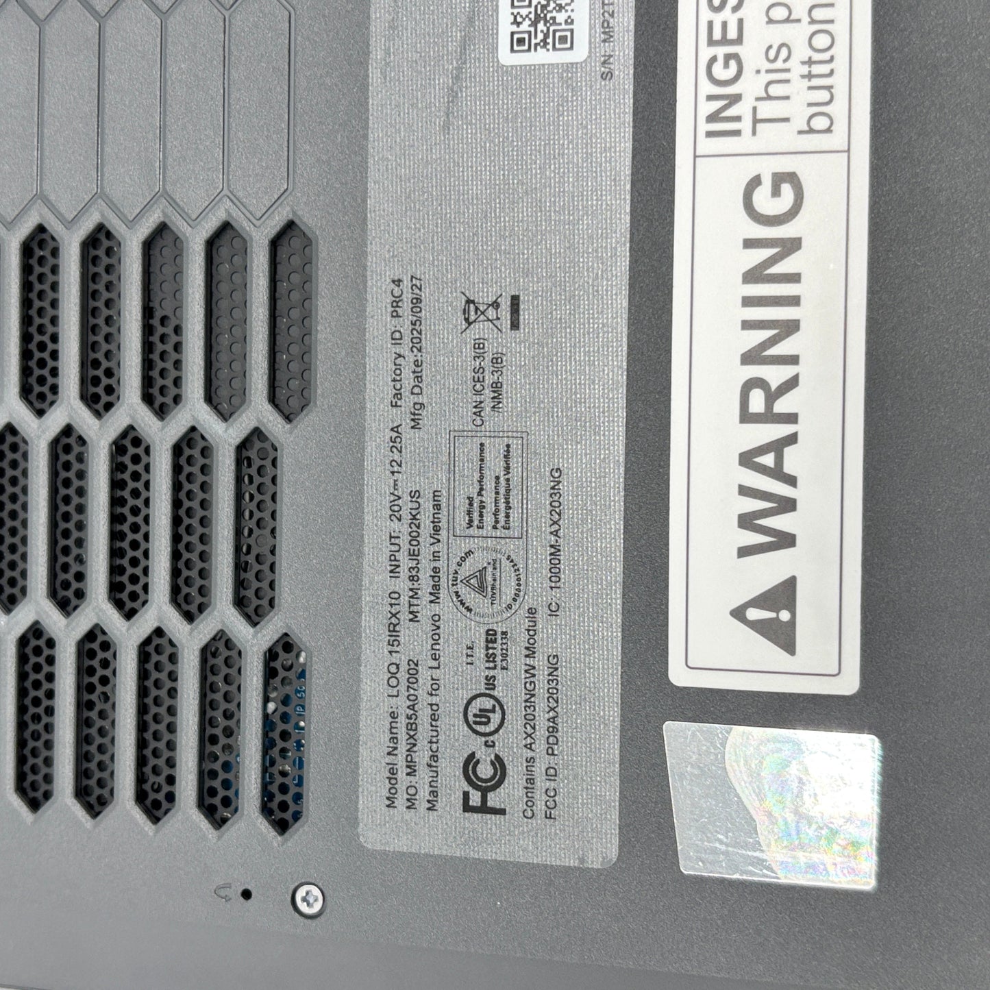 Lenovo LOQ 15IRX10 15.6" i5-13450HX 2.4GHz 16GB RAM 512GB SSD GeForce RTX 5050