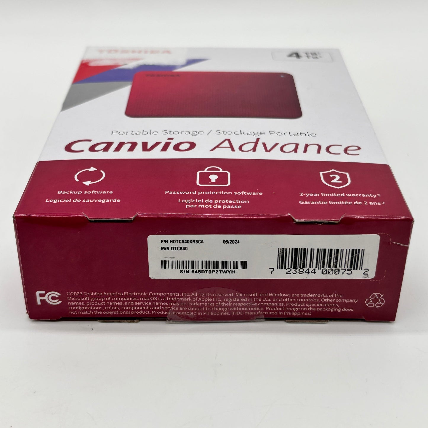 New Toshiba Canvio Advance  4 TB Portable SSD DTCA40