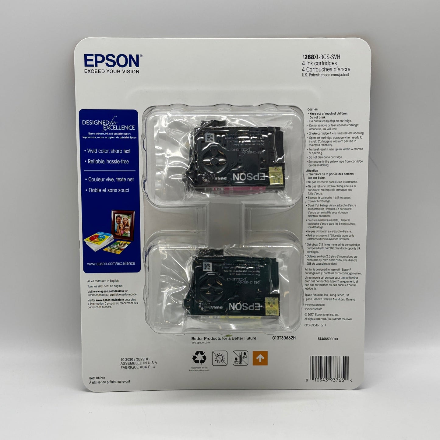 New Epson 288XL T288XL-BCS-SVH Black Ink Cartridge Combo Pack EXP 10/2026