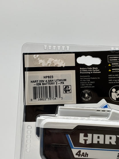 New Hart 20 v 2 Pack Lithium-Ion Battery  HPB23