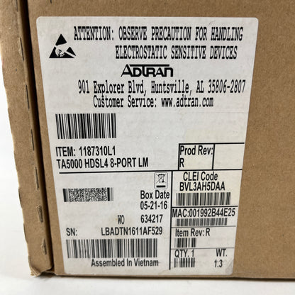 New ADTRAN Total Access 5000 8-Port HDSL4 Line Module 1187310L1