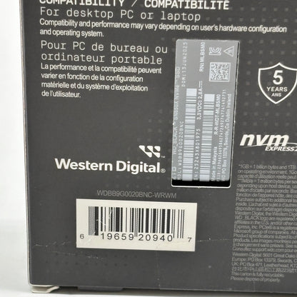 New WD_Black SN850X 2TB NVMe SSD WDBB9G0020BNC
