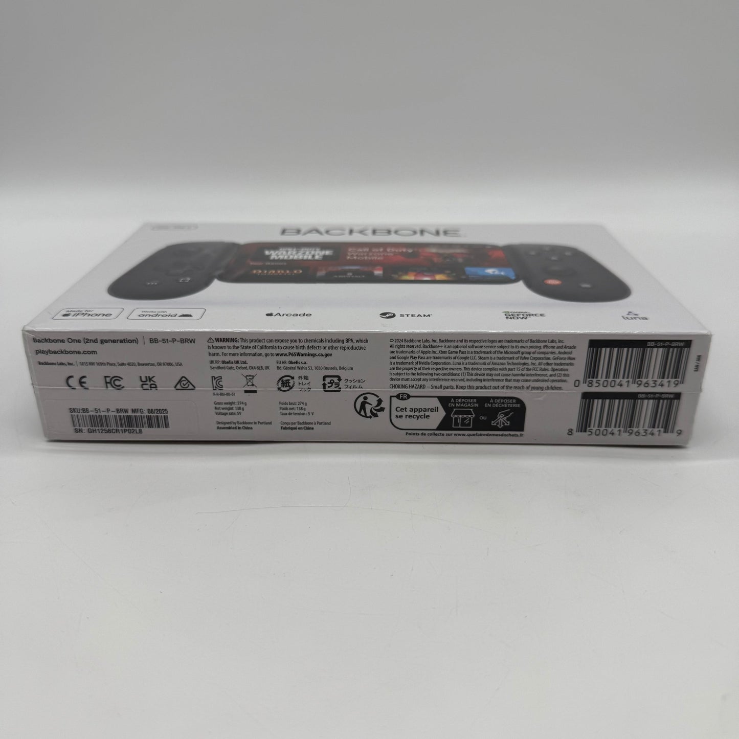 New Backbone 2nd Generation Mobile Gaming Controller BB-51-P-BRW