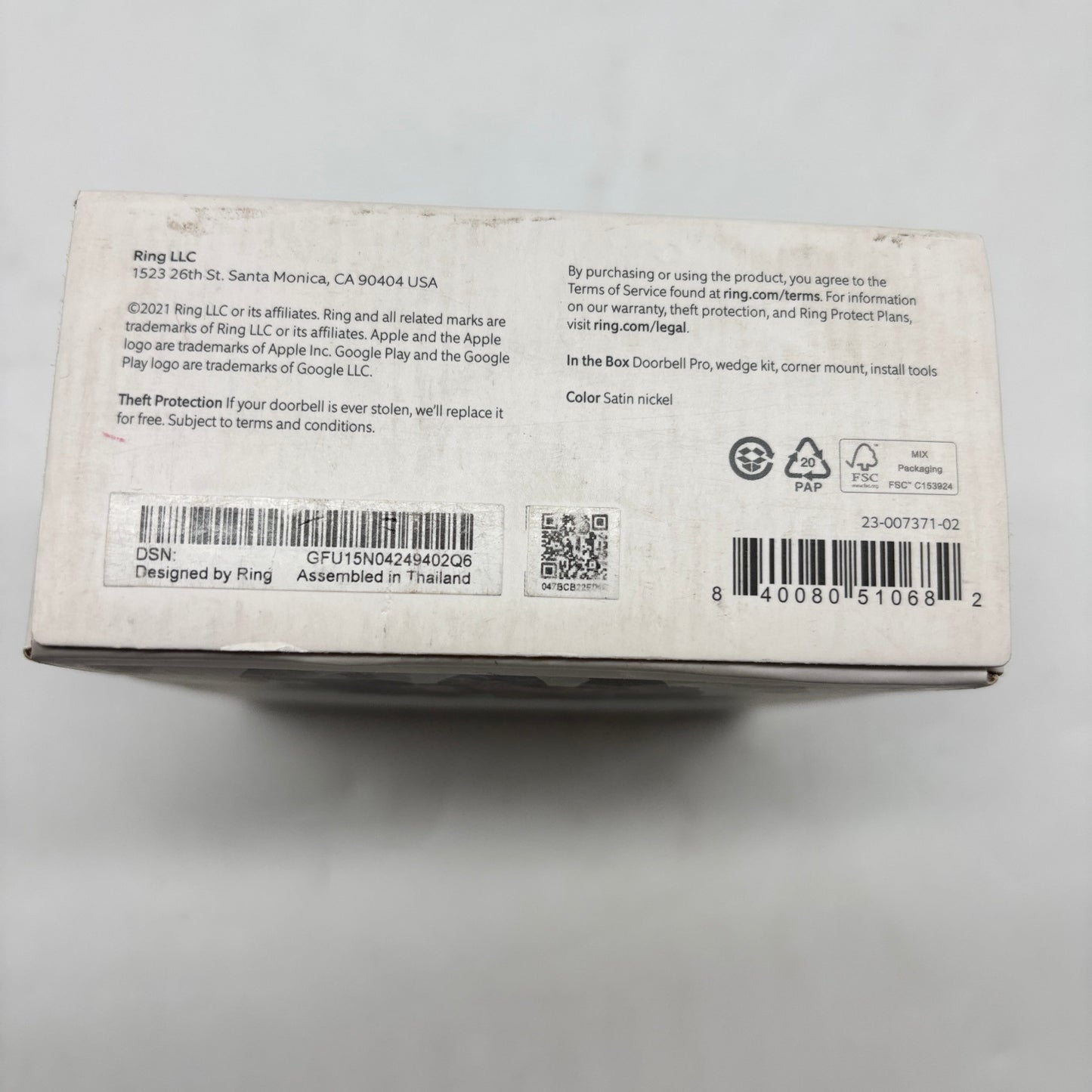 New Ring Doorbell Pro Smart Doorbell 23-007371-02