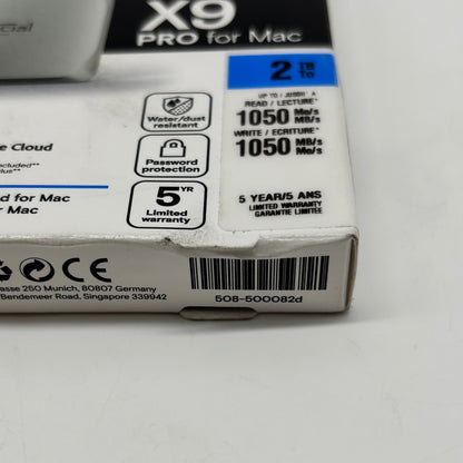 New Crucial X9 Pro for Mac 2TB Portable SSD MTXDF