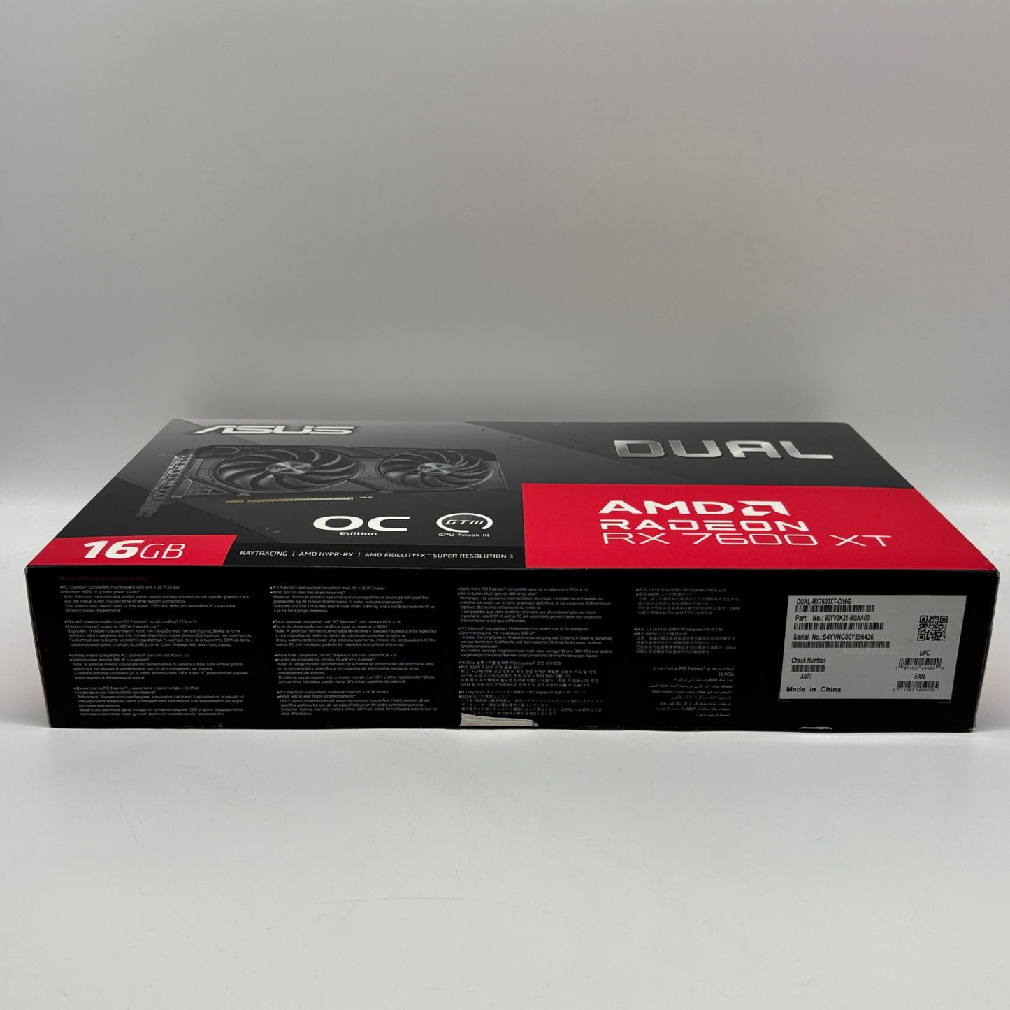 New Asus Radeon RX 7600 XT 16GB GDDR6 Graphics Card DUAL-RX7600XT-O16G