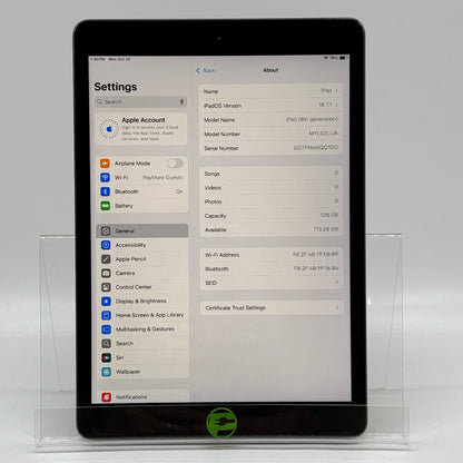 WiFi Only Apple iPad 8th Gen 32GB Space Gray MYLD2LL/A