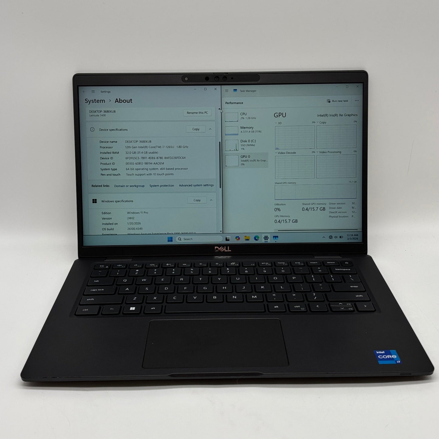 Dell Latitude 7430 14" i7-1265U 1.8GHz 32GB RAM 512GB SSD
