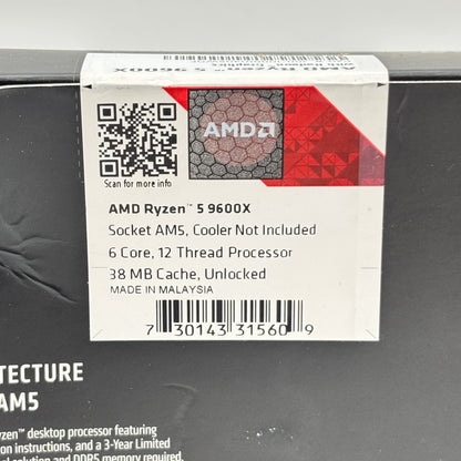 New AMD Ryzen 5 9600X 3.90GHz 6 Core 100-100001405WOF 12 Thread AM5