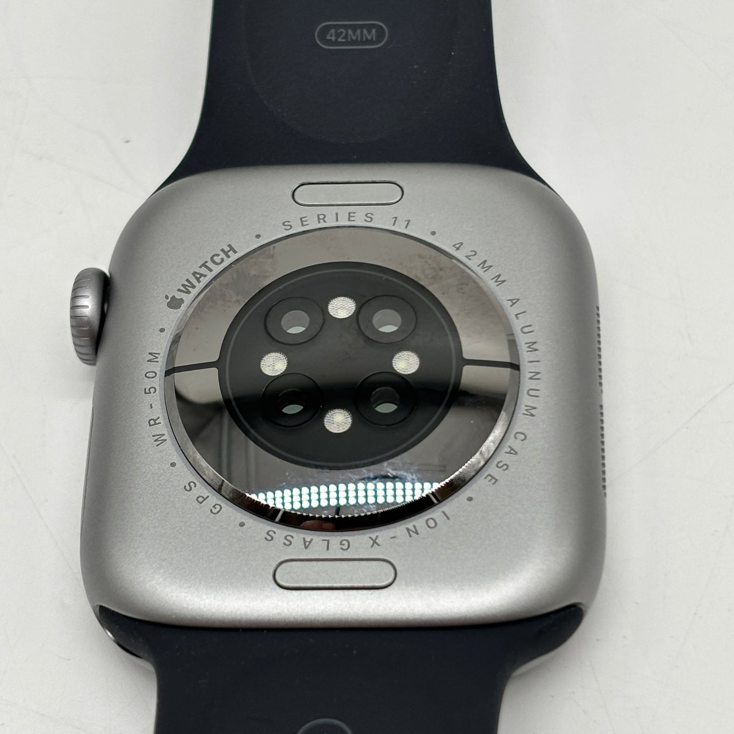 GPS Only Apple Watch Series 11 42MM Silver Aluminum Black Sport Band MEQW4LW/A