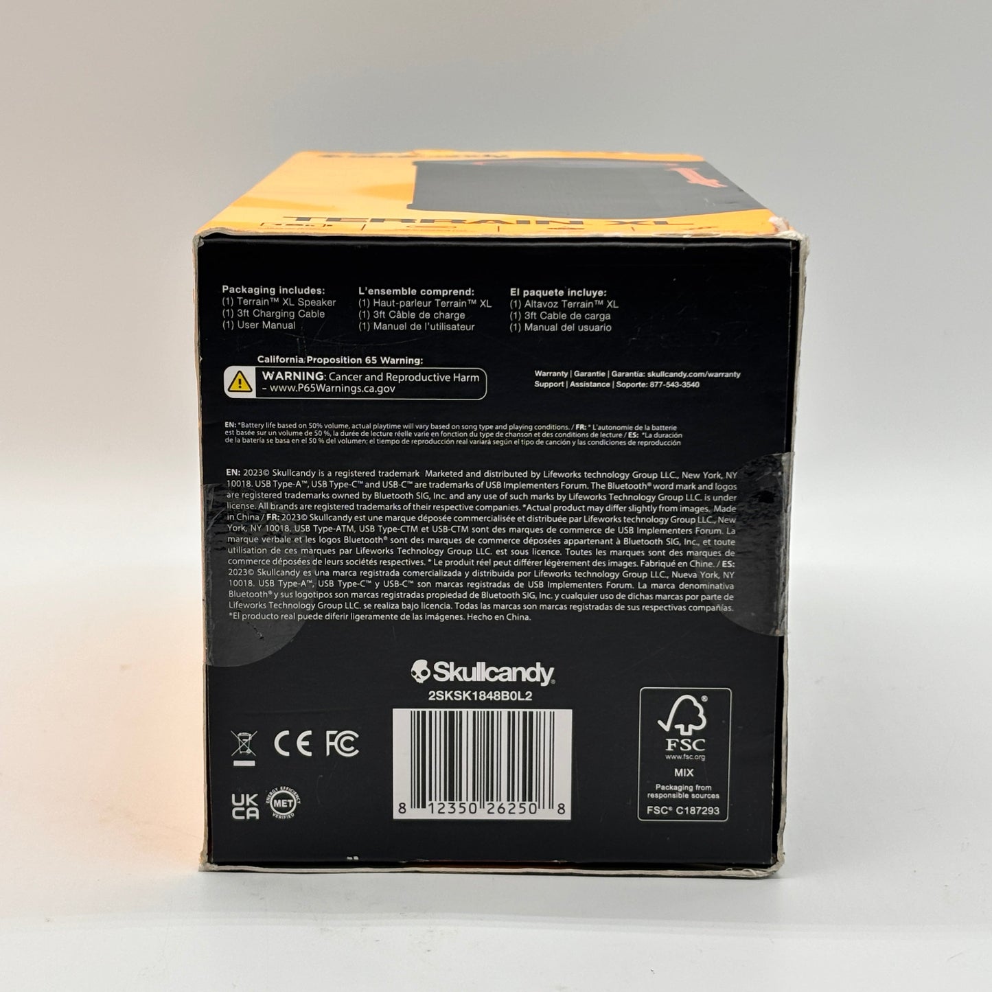 New Skullcandy Terrain XL Black Waterproof Wireless Portable Bluetooth Speaker
