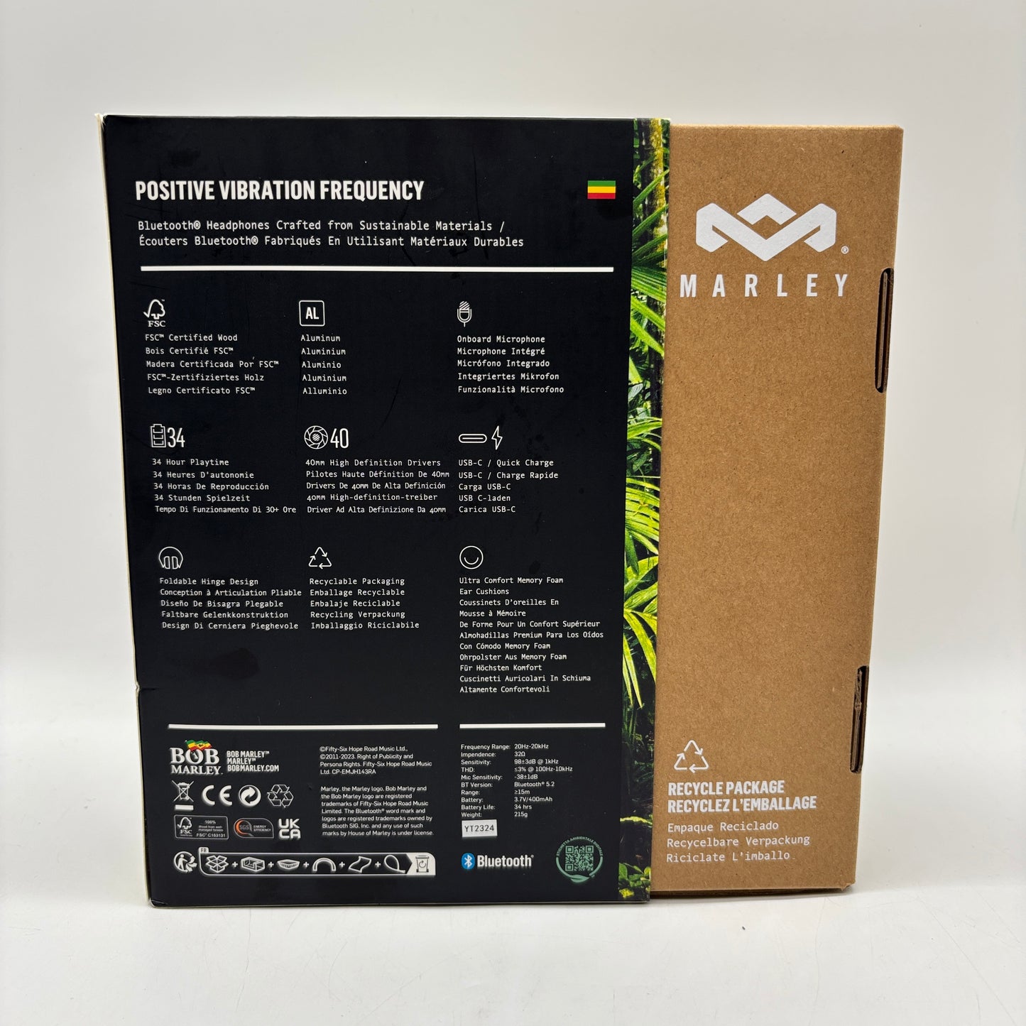 House of Marley Positive Vibration Frequency Wireless Over-Ear Headphones Rasta