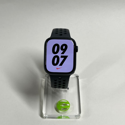 Unlocked Apple Watch Nike Series 7 45MM Midnight Aluminum Midnight Sky Nike Sport Band MKJL3LL/A