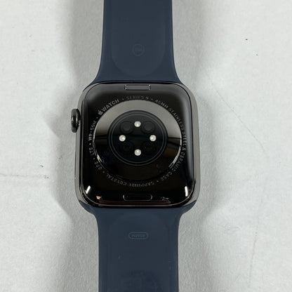 Factory Unlocked Apple Watch Series 9 45mm Midnight Stainless Steel Midnight Sport Band MRMW3LW/A