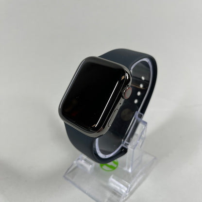 Factory Unlocked Apple Watch Series 9 45mm Midnight Stainless Steel Midnight Sport Band MRMW3LW/A