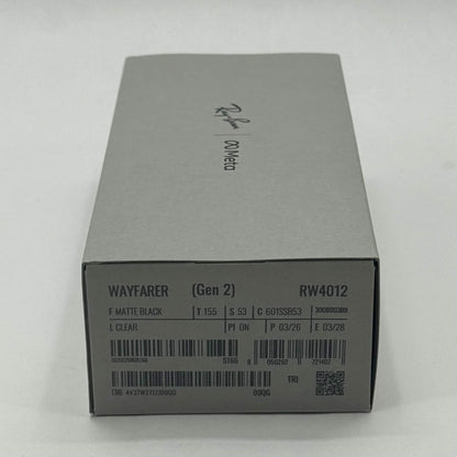 New Ray-Ban Meta Wayfarer Gen 2 Matte Black Standard RW4012 AI Smart Glasses