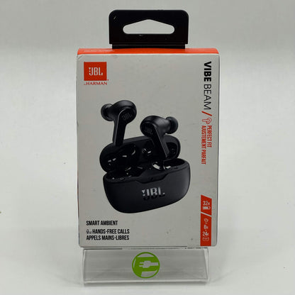 New JBL Vibe Beam Smart Ambient Wireless Earbuds Black JBLVBEAMBLKAM