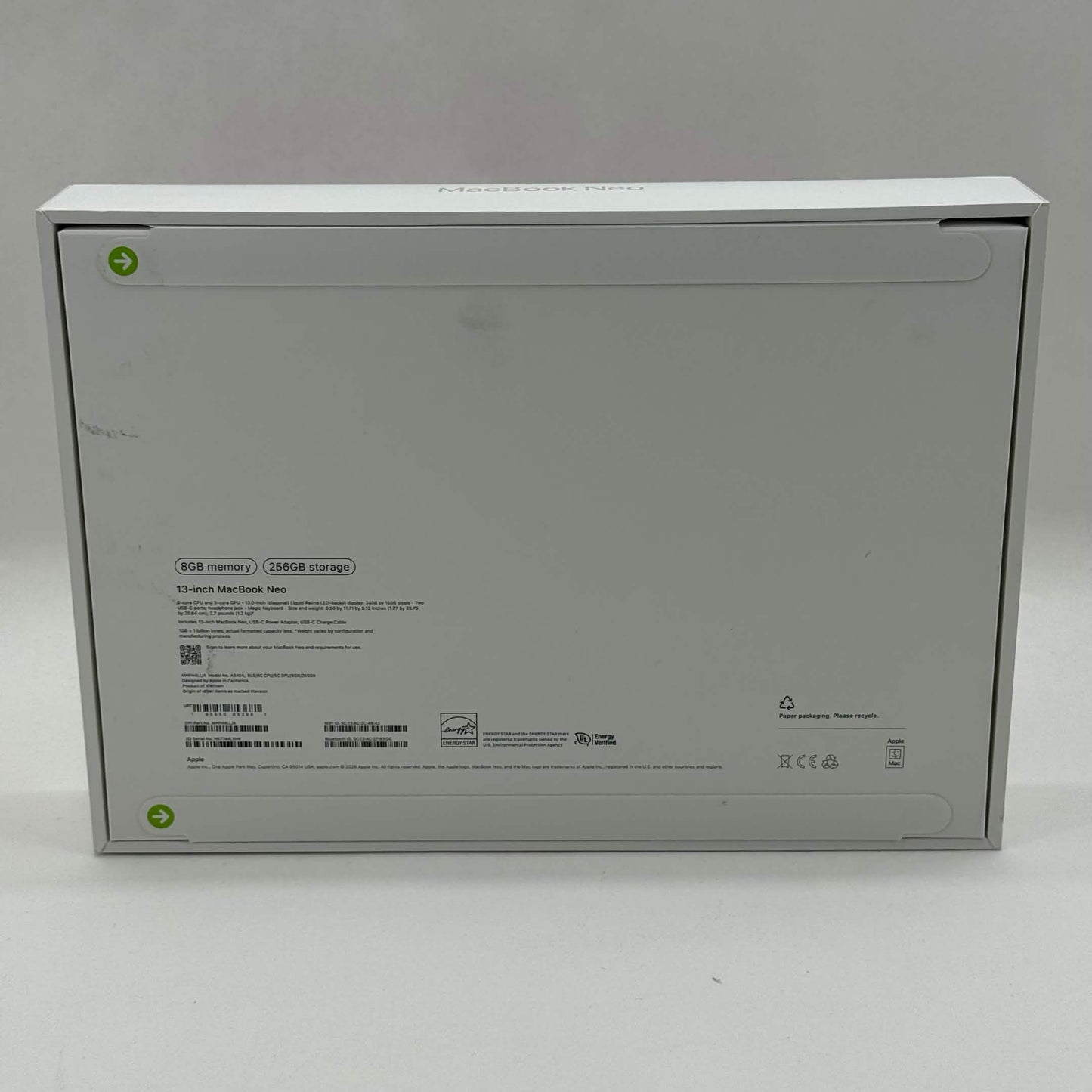 New 2026 Apple MacBook Neo 13" A18 Pro 5C GPU 4.0GHz 8GB RAM 256GB SSD MHFH4LL/A