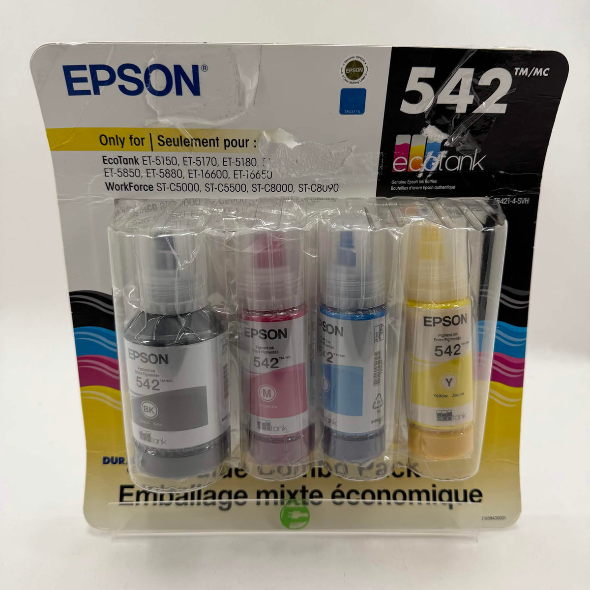 New Open Box Epson 542 C13T06A62H Black, Yellow, Cyan and Magenta Ink Bottles